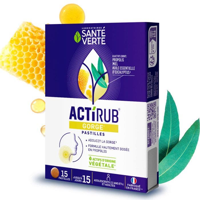 Gorge 15 pastilles ActiRub Adoucit la gorge Sante Verte