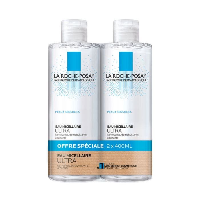 Eau Micellaire Ultra 2x400ml Toilette Physiologique Peaux Sensibles La Roche-Posay