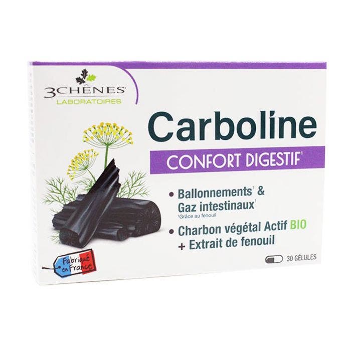Carboline Ballonnements Et Gaz Intestinaux 30 Gélules 3 Chênes
