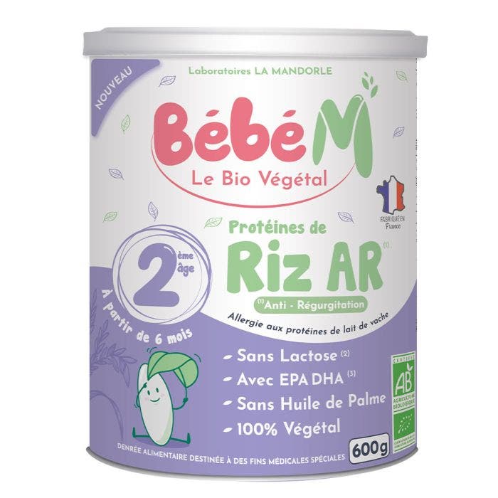 Protéines de Riz AR Bio 600g Bébé M 2eme Age Dès 6 Mois La Mandorle