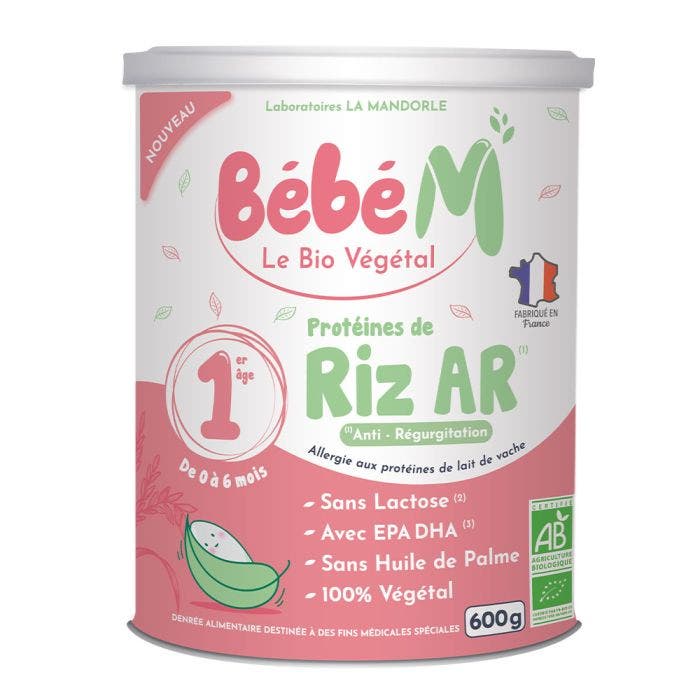 Protéines de Riz AR Bio 600g Bébé M 1er Age de 0 A 6 Mois La Mandorle