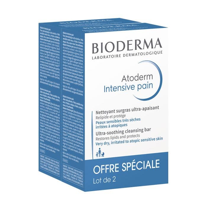 Intensive Pain Nettoyant surgras ultra-apaisant 2x150g Atoderm Peaux sèches Bioderma