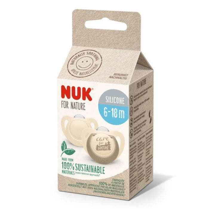 Sucettes Physiologiques En Silicone x2 For Nature 6 à 18 Mois Nuk