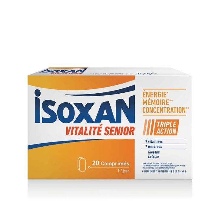 Vitalité Senior 20 comprimés Energie, mémoire et concentration Isoxan