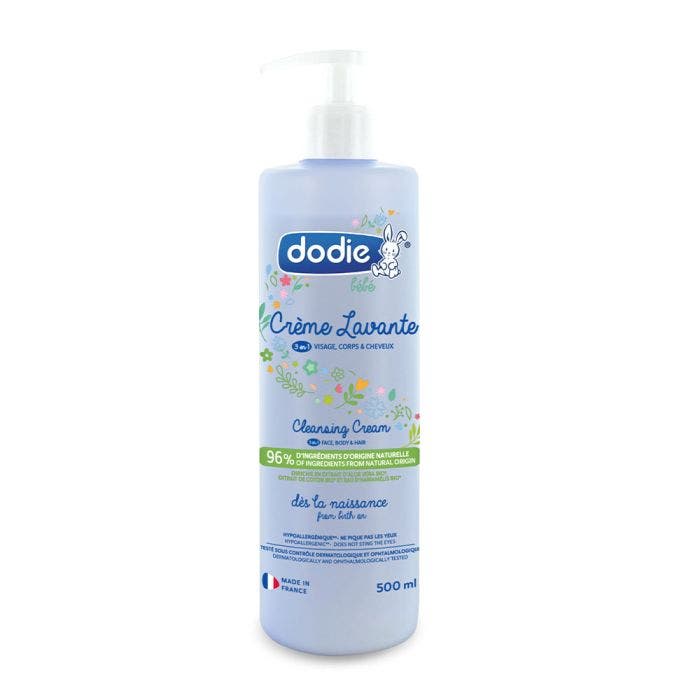 Crème Lavante 3en1 500ml Dès La Naissance Visage, Corps et Cheveux Dodie