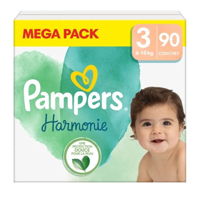 Couches Pampers Taille 3 Harmonie x 90 6 à 10kg Easypara