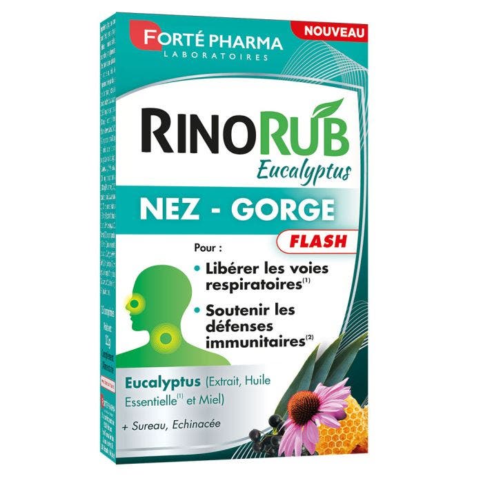 Nez et Gorge Flash 15 Comprimés RinoRub Eucalyptus Forté Pharma