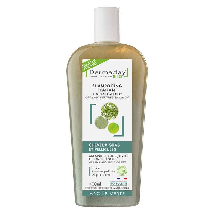 Shampooing traitant bio 400ml Cheveux Gras Et Pellicules Argile Verte Dermaclay