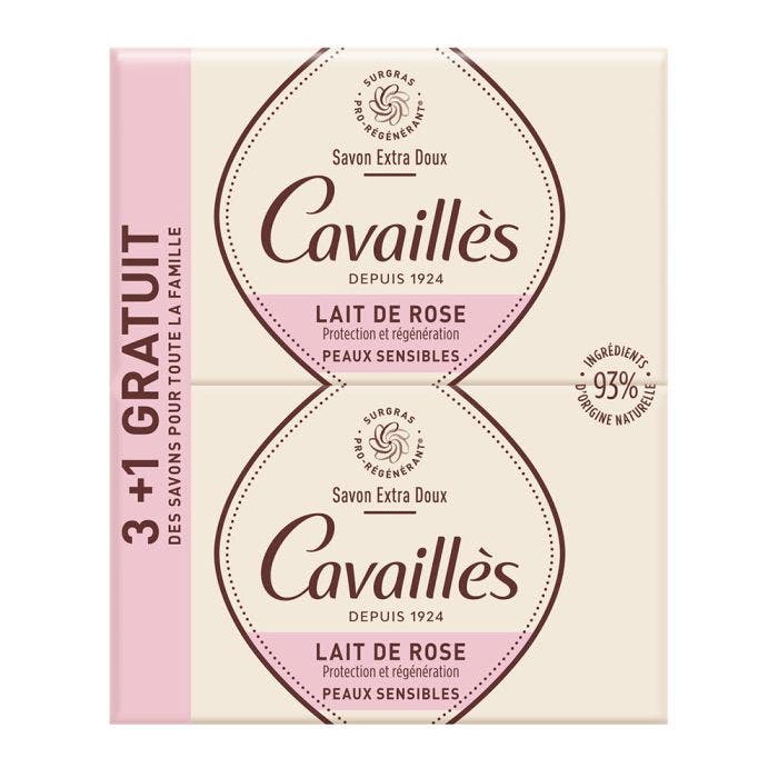 Savon Lait De Rose 4x250g Extra Doux Rogé Cavaillès