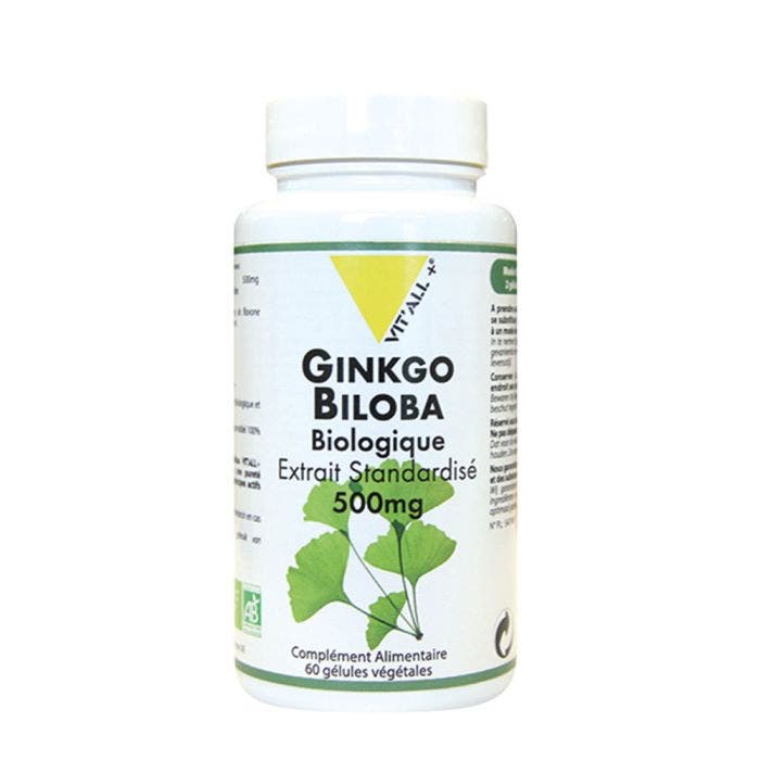 Ginkgo Biloba Bio Extrait Standardise 500mg 60 Gélules Vit'All+
