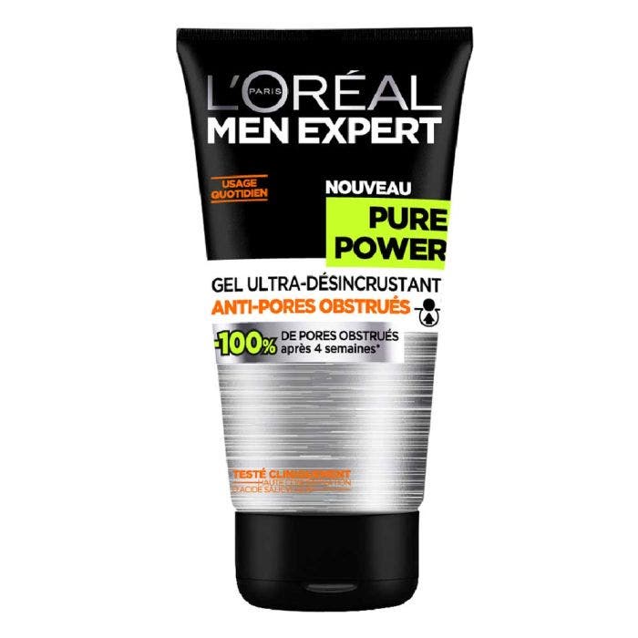 L Oreal Men's Expert Pure Power Test Men Expert Pure Power Gel Ultra Desincrustant Anti Pores Obstrues 150ml