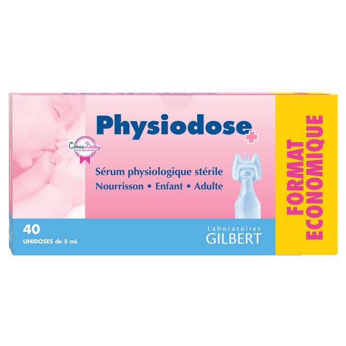 Serum Physiologique stérile 40 Unidoses de 5ml Gilbert