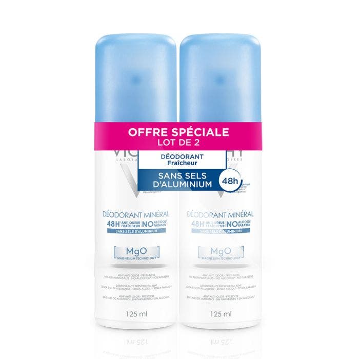 Peaux Sensibles 48h 2x125ml Déodorant Minéral Vichy