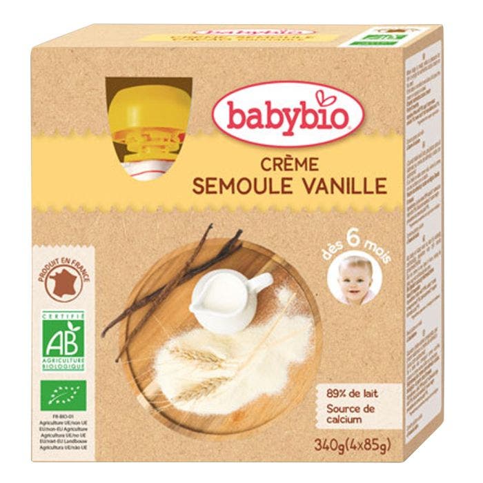 Gourde Dessert Lacte Creme Semoule Vanille Bio Des 6 Mois 4x85g Babybio