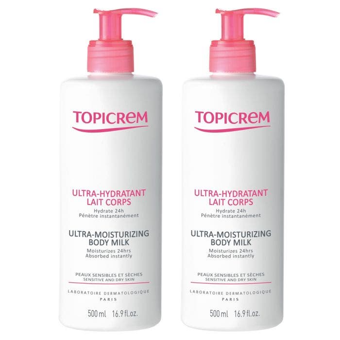 Lait Corps 2x500ml Ultra-Hydratant Peaux Sensibles Et Seches Topicrem
