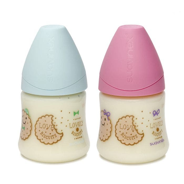 Biberon Tetine Silicone Physiologique Lovely Biscuit 0-6 Mois 150ml Suavinex