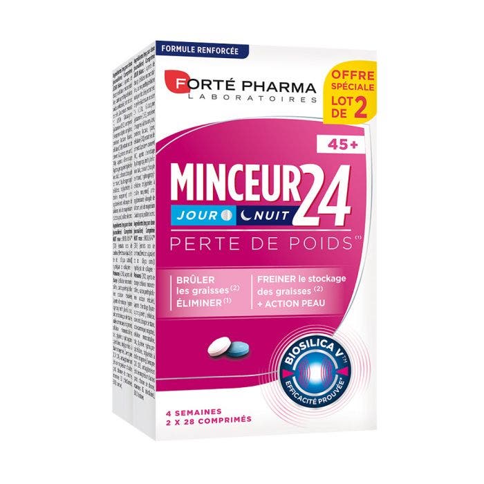 Perte de Poids Jour et Nuit Femme 45 ans et plus 2x28 comprimés Minceur 24 Forté Pharma