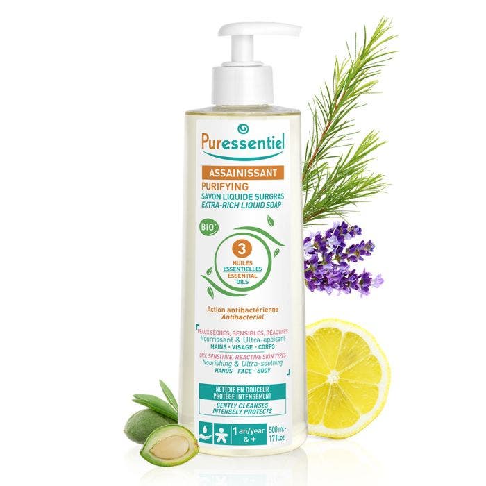 Savon Surgras aux 3 Huiles Essentielles BIO 500ml Assainissant Puressentiel 500ml Assainissant Puressentiel