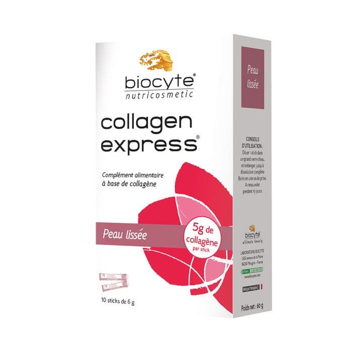 Collagen Express 10 Sticks Saveur pêche Biocyte