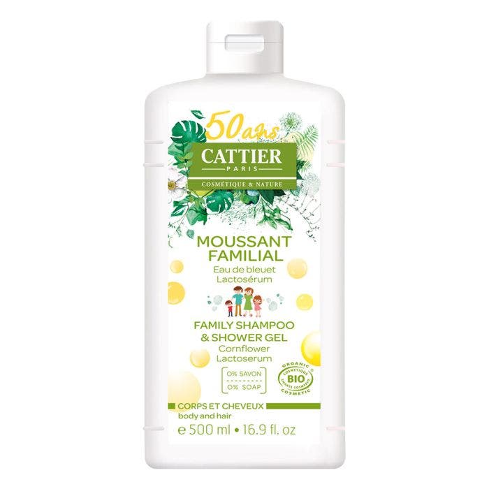 Moussant Familial Corps Et Cheveux Bio 500ml Gel Douche Cattier