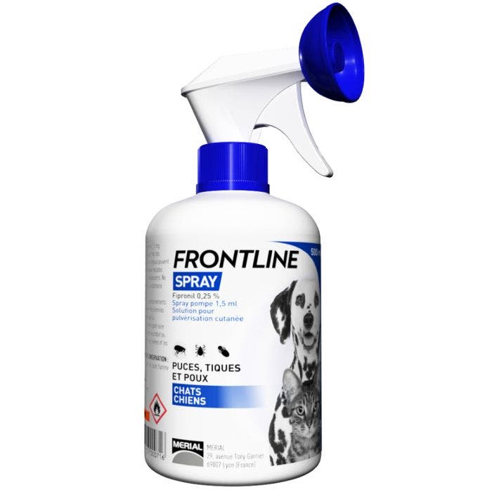 Spray Cutane Anti Puces Tiques Et Poux Pour Chat Et Chien 500ml Frontline Easypara
