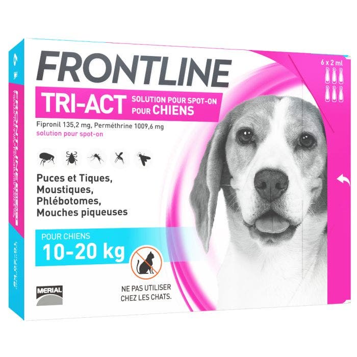 Tri-act Spot-on Chien de 10-20kg 6 Pipettes de 1ml Frontline