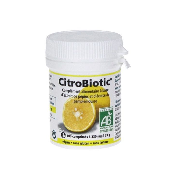 Extrait De Pepins De Pamplemousse + Vitamine C 100 Comprimes Citrobiotic