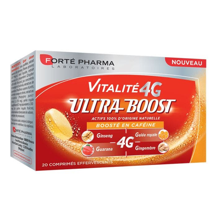 Booster d'Energie Naturel enrichi en Caféine 20 comprimés effervescents Ultra Boost 4G Forté Pharma