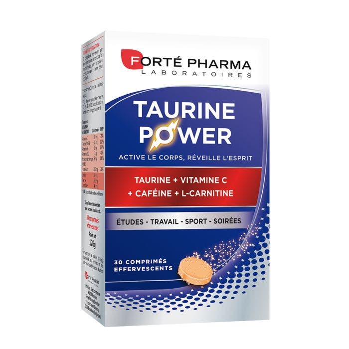 Taurine Power enrichi en Caféine et L-Carnitine 30 comprimés effervescents Forté Pharma