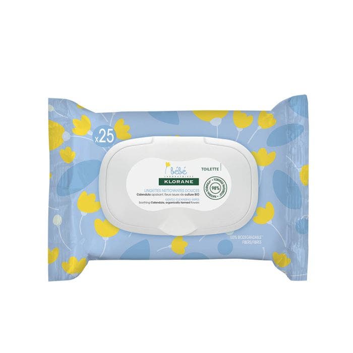 Lingettes Nettoyantes Douces 25 Unites Bébé Klorane