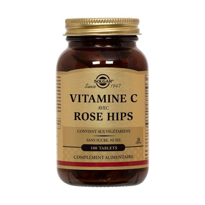 Vitamine C Rose Hips 100 Comprimes 500mg Solgar