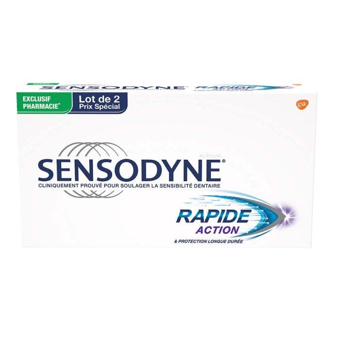 Rapide Et Protection Longue Duree Dentifrice 2x75ml Sensodyne