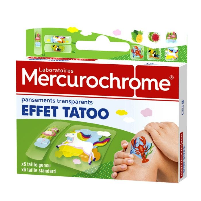 Pansements Transparents Effet Tatoo 2 Tailles X12 Mercurochrome