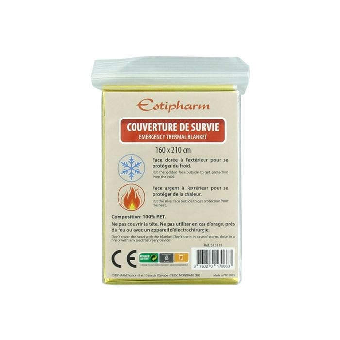 COUVERTURE DE SURVIE 210X160 CHAUD/FROID ESTIPHARM