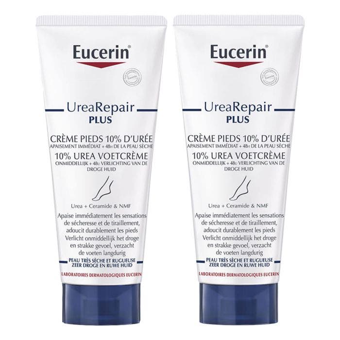 Creme Pieds 10% D'uree 2x100ml UreaRepair Plus Peaux sèches et rugueuses Eucerin