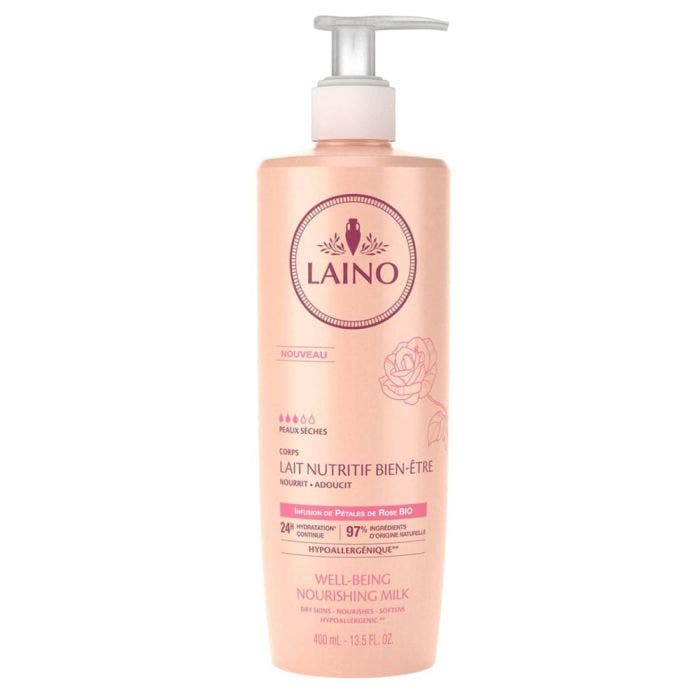 Lait Nutritif Bien Etre Infusion Petales De Rose Bio Peaux Seches 400ml Laino