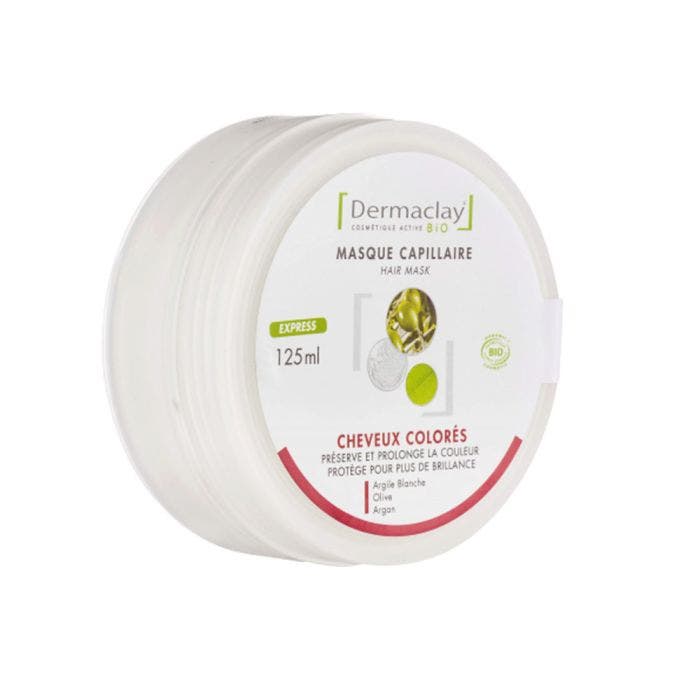 MASQUE CAPILLAIRE ARGILE BLANCHE ARGAN BIO 125ML CHEVEUX COLORES DERMACLAY