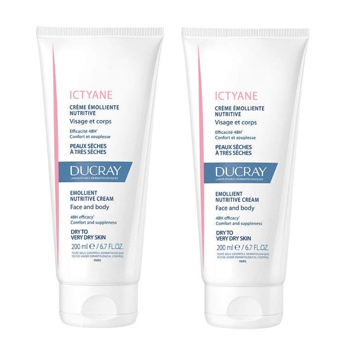 Creme Emolliente Nutritive Visage Et Corps Peaux Seches A Tres Seches 2x200ml Ictyane Ducray