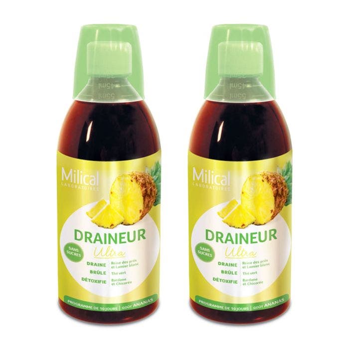 Draineur Ultra Gout Ananas 2x500ml Milical