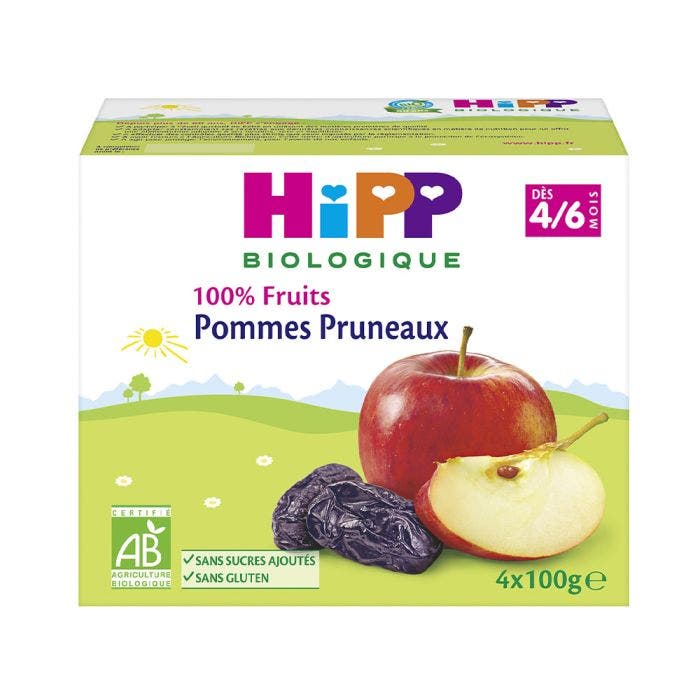 Coupelles 100% Fruits Bio Des 4 A 6 Mois Biologique 4x100g Hipp