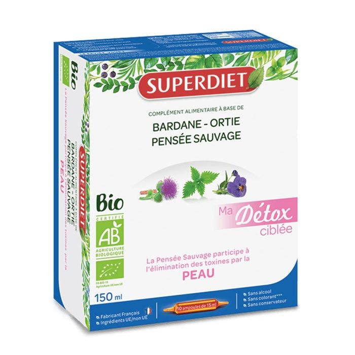 Peau Pensee Sauvage Bio 10 Ampoules Ma Detox Ciblee 150ml Superdiet