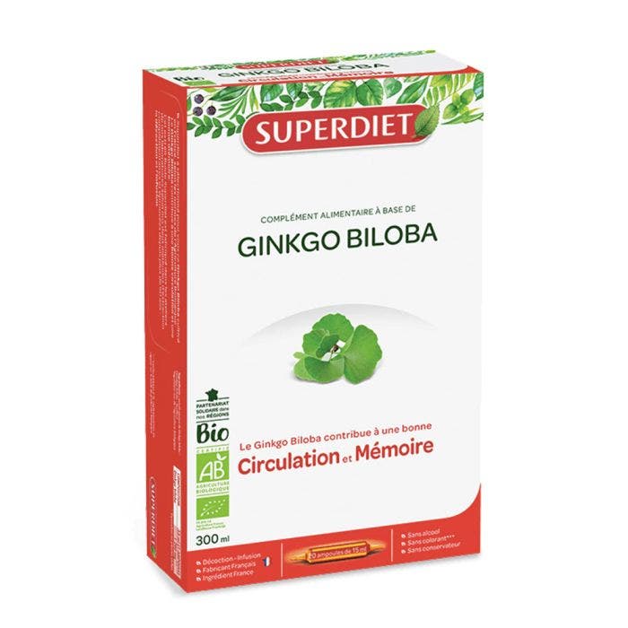 Ginkgo Biloba Circulation 20 Ampoules 300ml Superdiet