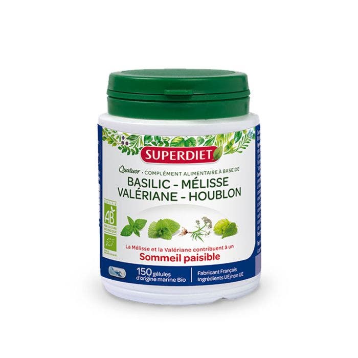Quatuor Sommeil Paisible Melisse Bio 150 Gelules Superdiet