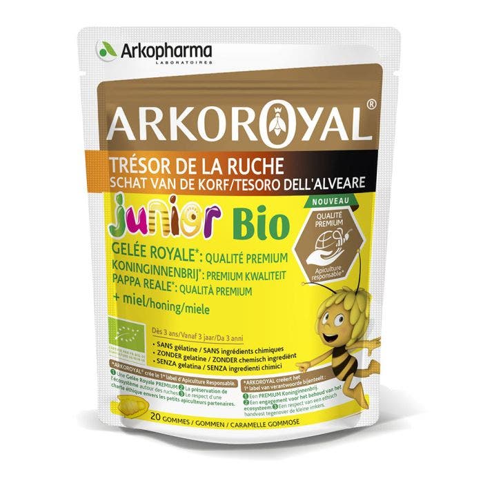 Défenses Naturelles Junior Gelée Royale, Miel 20 gommes Arkoroyal Arkopharma