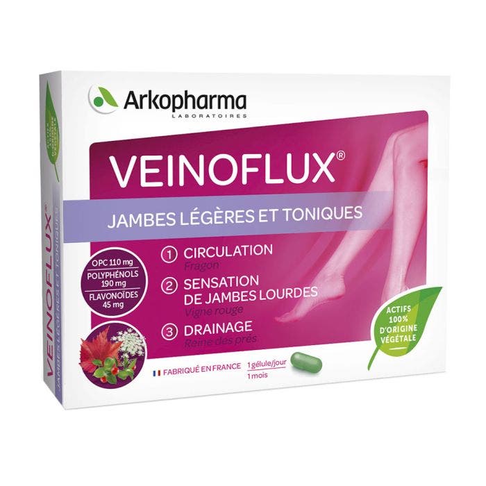 Jambes Légères Circulation & Drainage Vigne Rouge 30 gélules Veinoflux Arkopharma