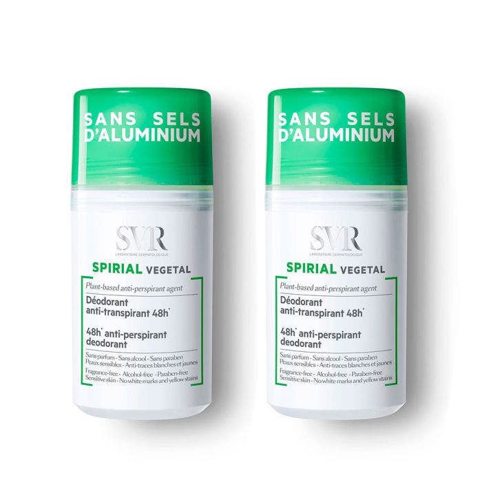 Vegetal Roll-on Deodorant Anti-transpirant 48h 2x50ml Spirial Svr