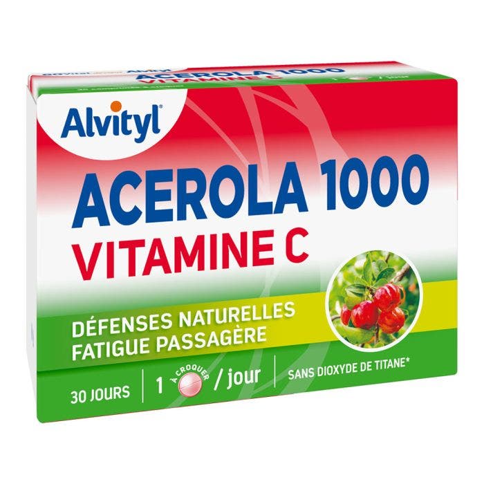 Acerola 1000 Vitamine C 30 Comprimes A Croquer Alvityl