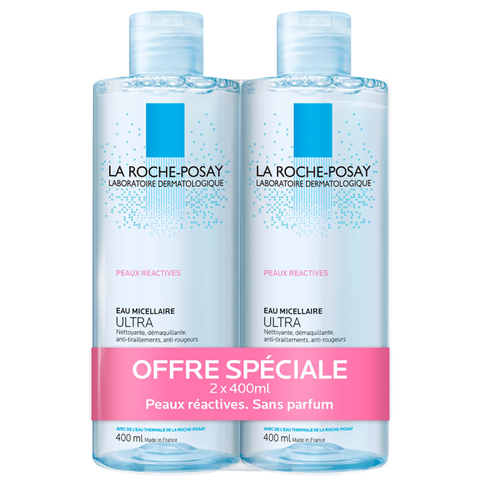 Eau Micellaire Ultra 2x400ml Toilette Physiologique Peaux Reactives La Roche-Posay