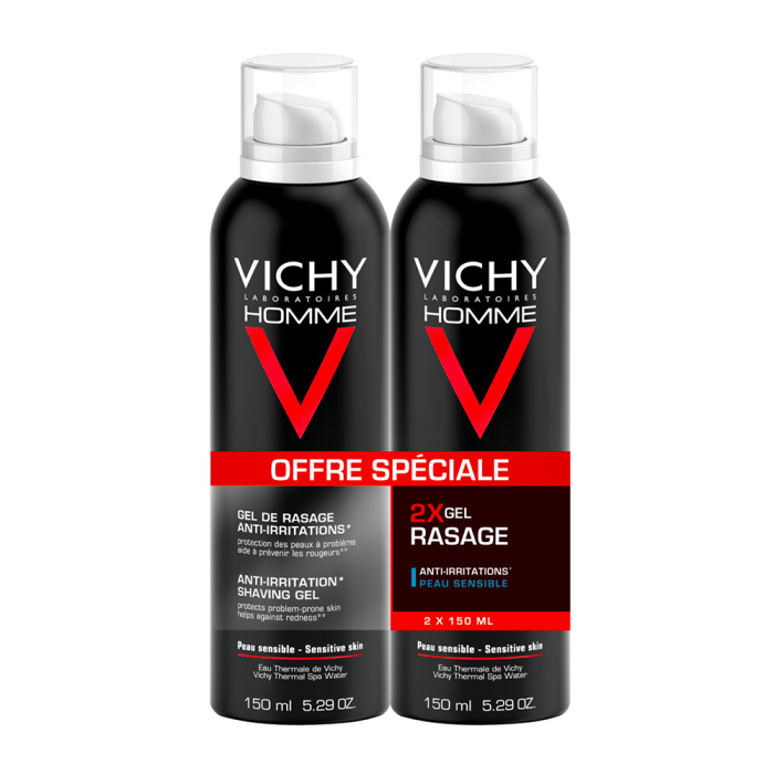 Gel De Rasage Anti-irritations Vitamine C Peaux Sensibles 2x150 ml Homme Vichy