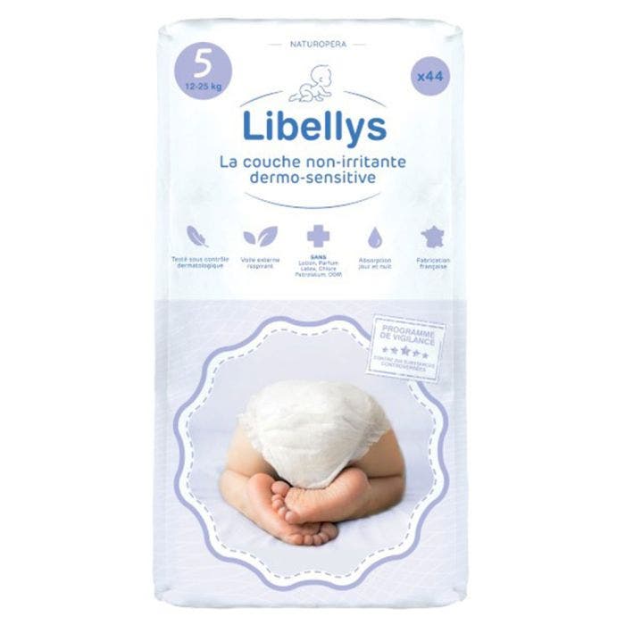 Couches non-irritantes dermo-sensitive x44 Taille 5 De 12 à 25Kg Libellys